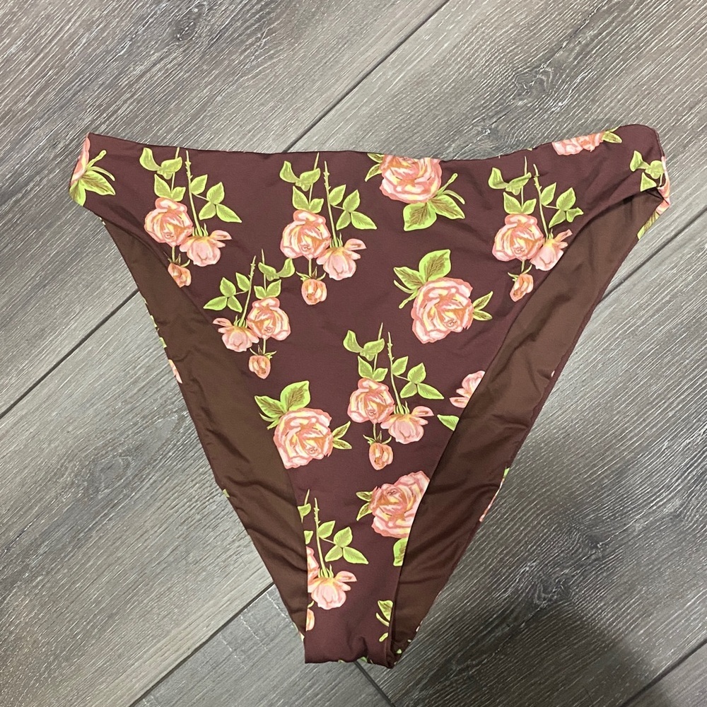 NWOT! Dippin' Daisy's Brown Floral Bikini Bottom